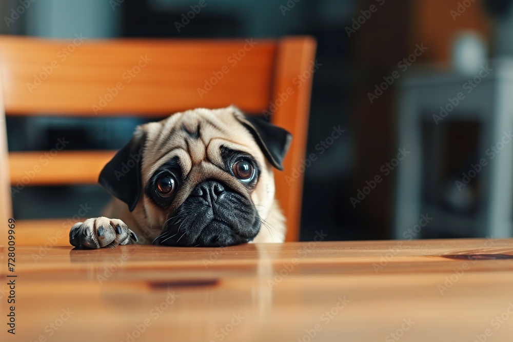 cute and beautiful dog waiting for some food