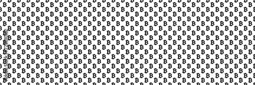 horizontal black halftone of bitcoin currency sign design for pattern and background.
