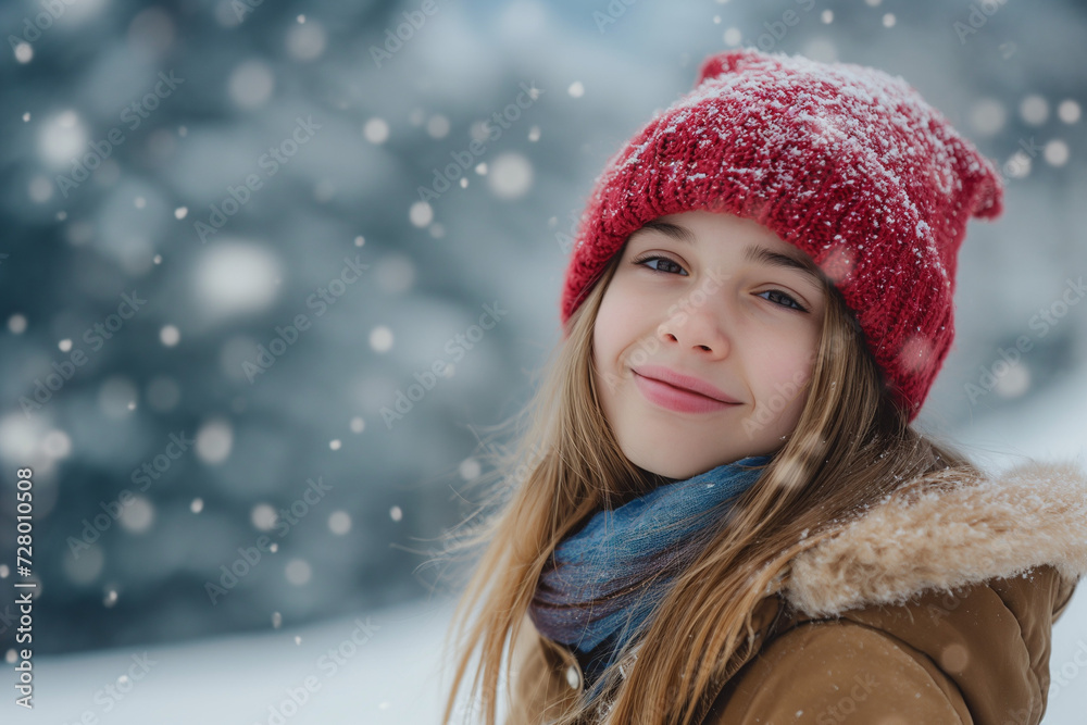 a good looking girl giving a pose of smile in winter season ai generative a good looking girl giving a pose of smile in winter season ai generative