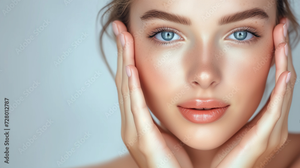 Portrait of a Woman with Flawless Skin and Natural Makeup
Portrait of a Woman with Flawless Skin and Natural Makeup