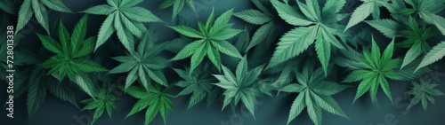 Lush Green Cannabis Leaves on a Dark Background for Natural Essence Concepts  