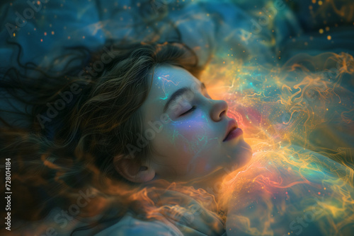 Girl is sleeping and experiencing lucid dream © Ekaterina Shvaygert