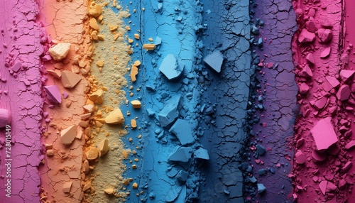 Vibrant Crushed Eyeshadow Palette in Pink, Blue, and Yellow Hues photo