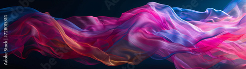 panorama of colorful scarf waves in vibrant colors on a black background