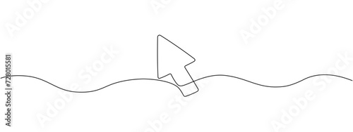 Continuous single line drawing of cursor arrow icon. Vector illustration.