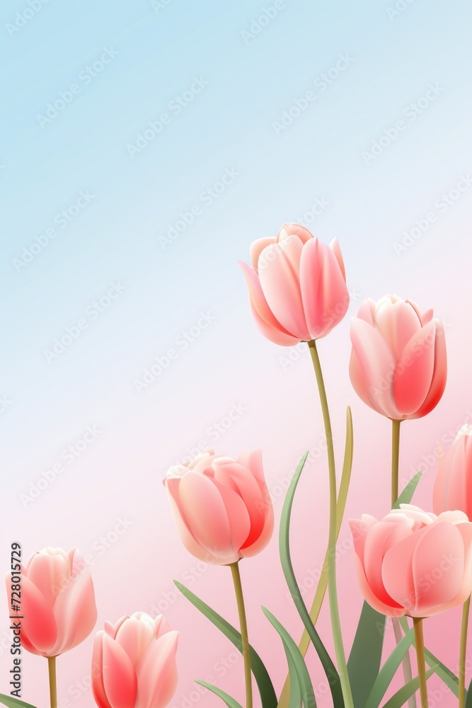 Card for March 8: tulips on a clean background, elegant design and plenty of space for individual greetings.