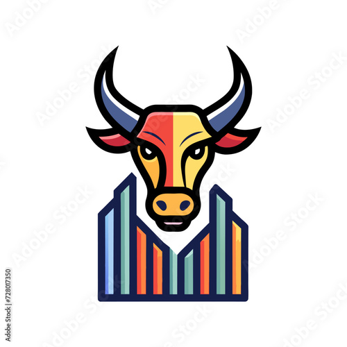 Minimalist bull stock market logo, futuristic living space, abstract blur city, neuter, peacock spider, vintage cat, growing environment logo  Silhouette Vector Graphics element illustration