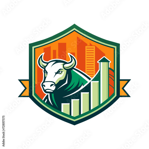 Minimalist bull stock market logo, futuristic living space, abstract blur city, neuter, peacock spider, vintage cat, growing environment logo  Silhouette Vector Graphics element illustration