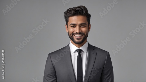 portrait of a businessman on gray background, business, rich man, successful man, hair style, model, fashion, groom
