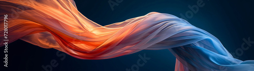 panorama of colorful scarf waves in vibrant colors on a black background