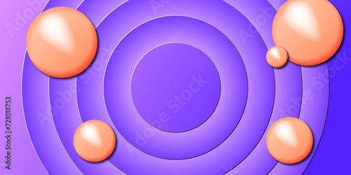 Abstract background with light purple circles and 3D balls. Elegant pattern. Suit for cover, wallpaper, desktop, header, banner, presentation, poster, website. Vector illustration