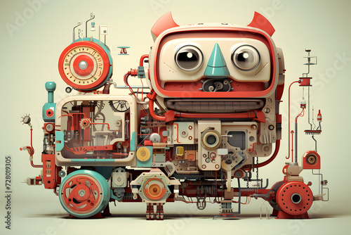 Illustrated cartoon machine  machinery  illustrated fantasy machine character
