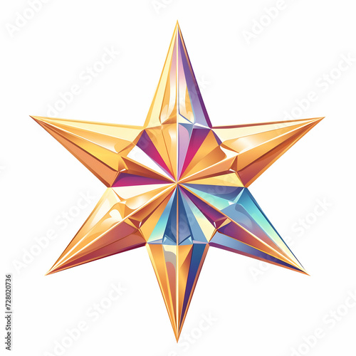 Flat illustration of a bright rainbow color six-point star isolated on a white background. High quality © filmanana
