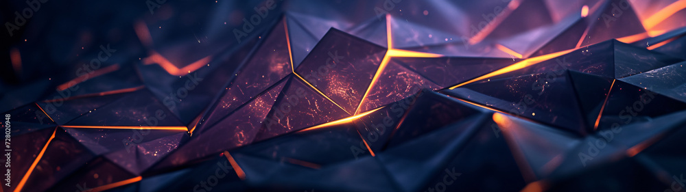 panoramic of 3d abstract geometric background with vibrant color - obrazy, fototapety, plakaty 
