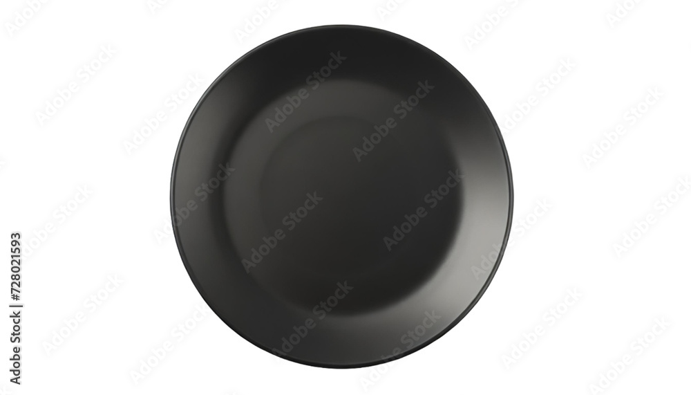 Black round plate isolated on transparent background. Top view. Black round plate isolated on transparent background. Top view.