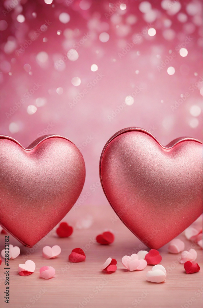Background with hearts on Valentine's Day. AI