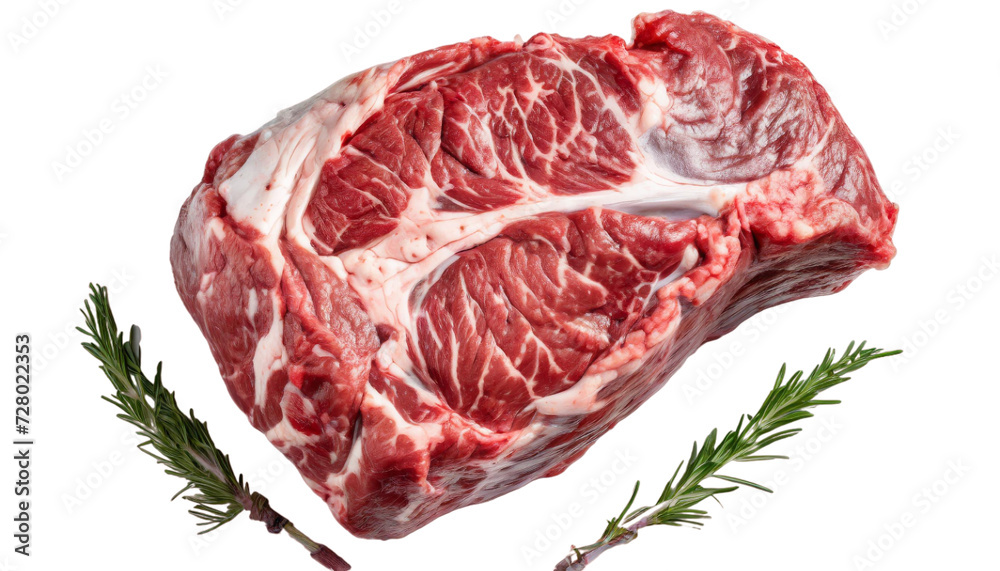 Fototapeta premium Raw ribeye beef steak isolated on transparent background. Top view.