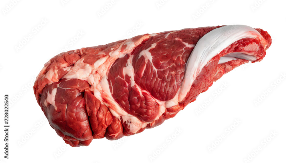 Fototapeta premium Raw ribeye beef steak isolated on transparent background. Top view.