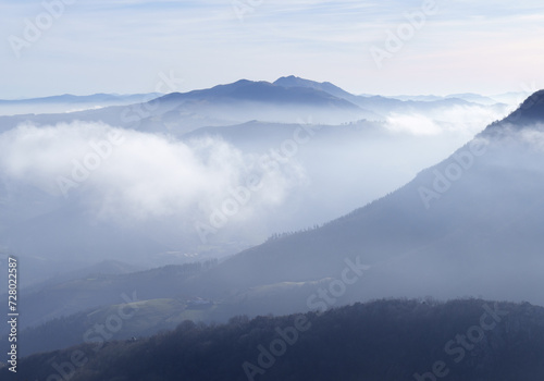 Mists in Euskadi. Mists and clouds in the morning in the mountains of Euskadi.