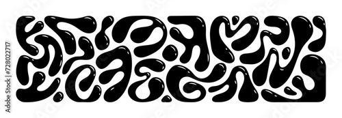 Liquid abstract organic blob shapes set. Wavy elements bubbles and drops in trendy y2k style.