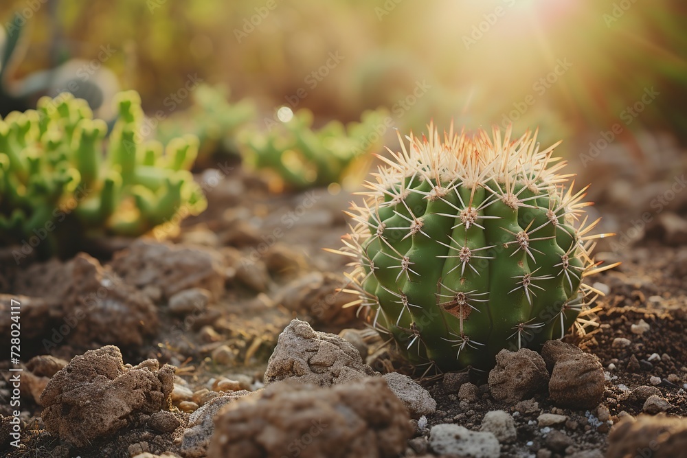 beautiful cactus in the middle of the landscape where there are many others beautiful cactus in the middle of the landscape where there are many others