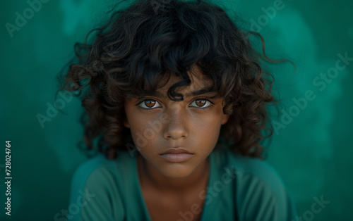 Close-Up of Multiracial Child With Curly Hair