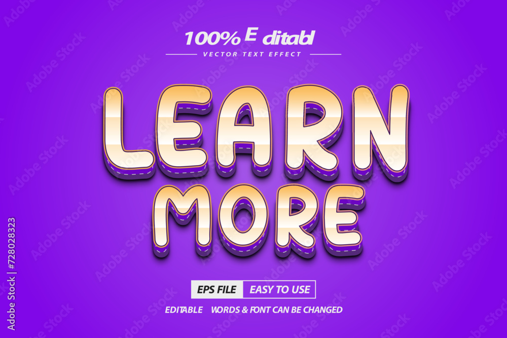 Learn more text effect gradient purple background