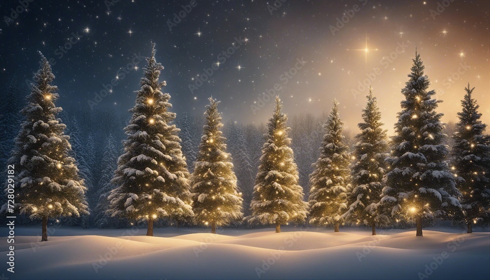 christmas tree in the snow A joyful Christmas with a row of trees and a starry sky. The trees are cheerful and festive christmas tree in the snow A joyful Christmas with a row of trees and a starry sky. The trees are cheerful and festive