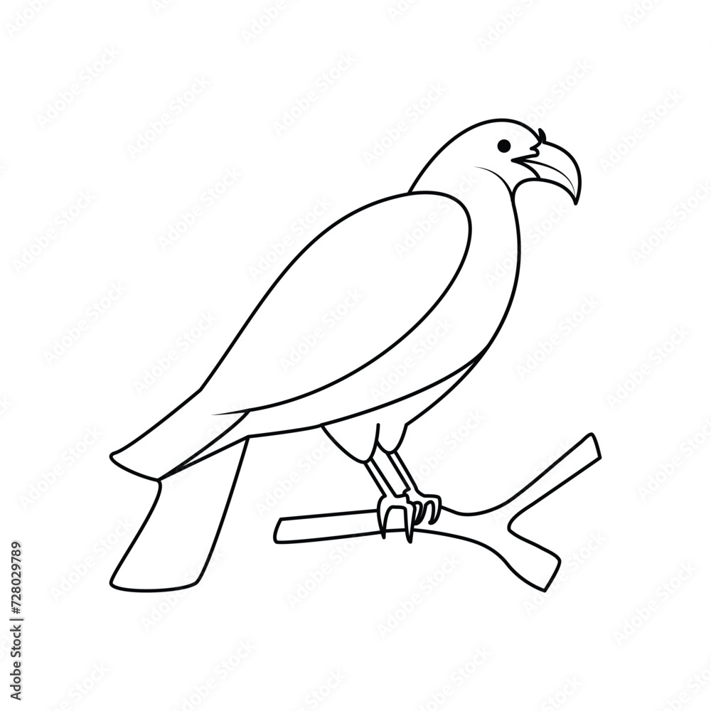 Obraz premium Crow single continuous one line out line vector art drawing and tattoo design 
