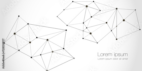 Abstract technology Network nodes, digital connection background with polygonal shapes on white Vector. science technology, data structure, connected points, web. photo