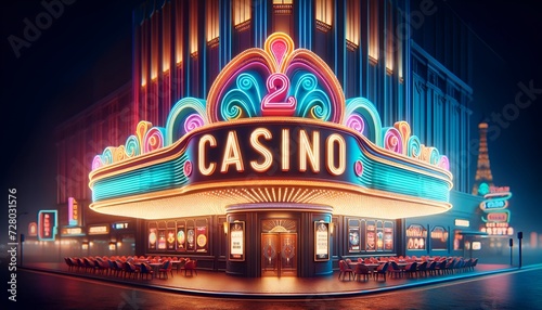 Illustration of luxury casino exterior.