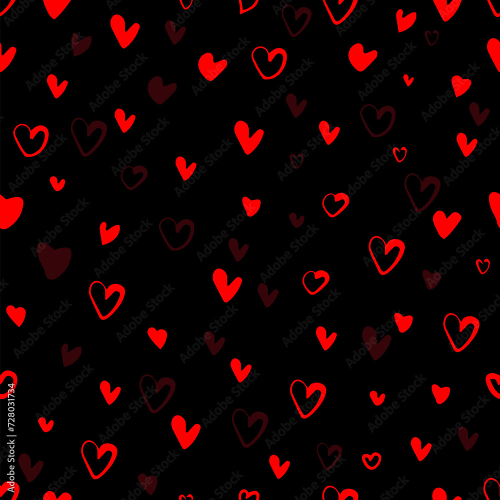 Seamless pattern of small red hearts. With love. hand drawing. Not AI. Happy Valentine's Day. Vector illustration Seamless pattern of small red hearts. With love. hand drawing. Not AI. Happy Valentine's Day. Vector illustration