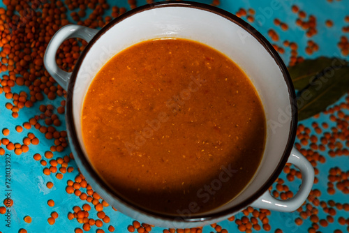 red lentil soup, turkish national traditional food