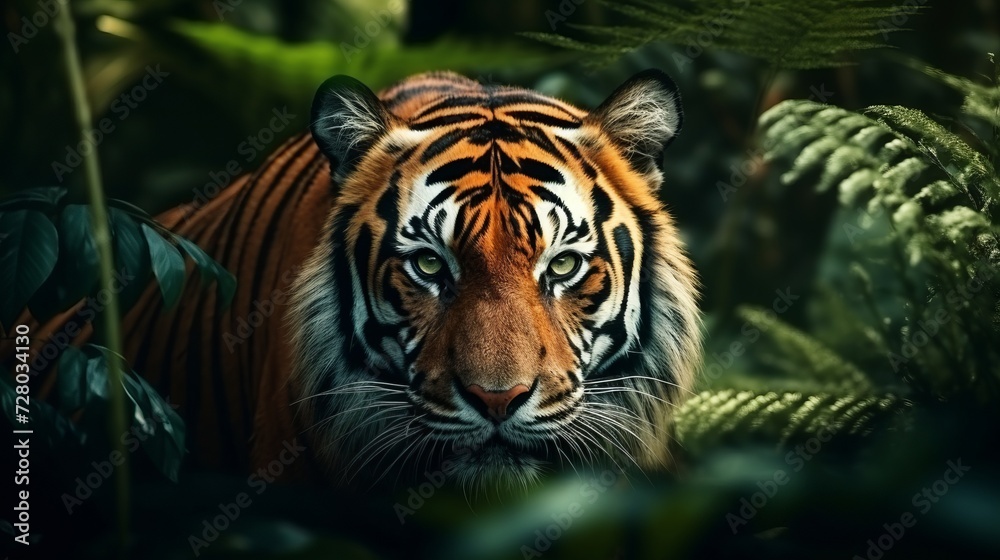 Close-up of a tiger in the wild Close-up of a tiger in the wild