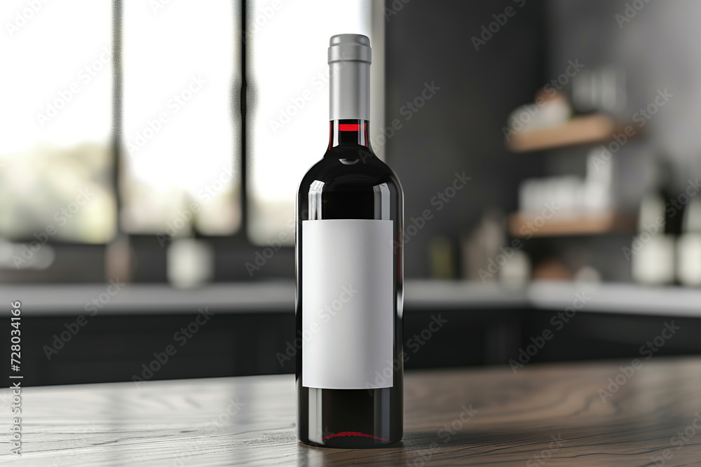 wine bottle with white blank label on table in restaurant wine bottle with white blank label on table in restaurant