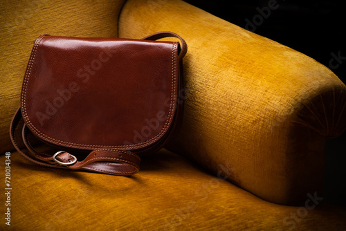 Women's stylish leather bag close-up