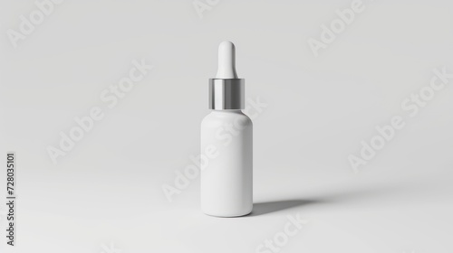 white serum bottle on a minimal background, beauty and cosmetic product promotions