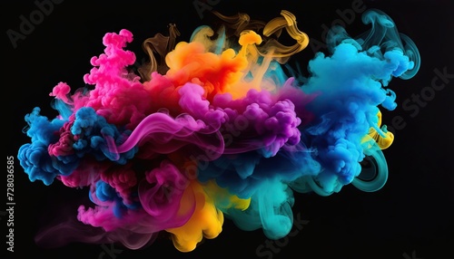 Colorful cloud of smoke on a black background. Background for design