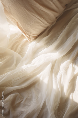 White silk fabric texture background. Close up of wedding dress fabric.