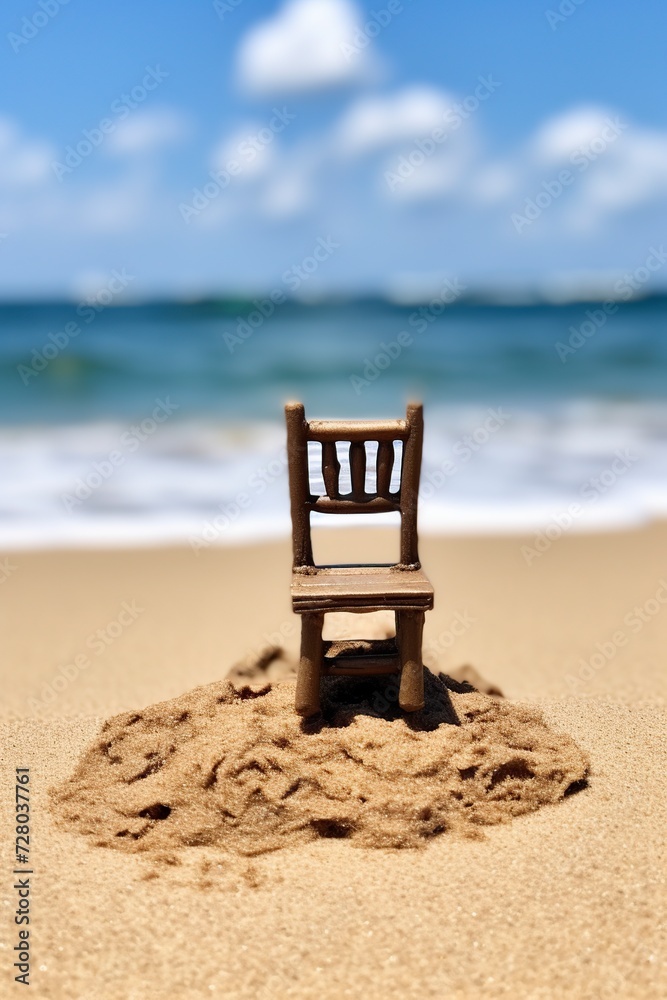 yellow plastic chair on the beach sand yellow plastic chair on the beach sand