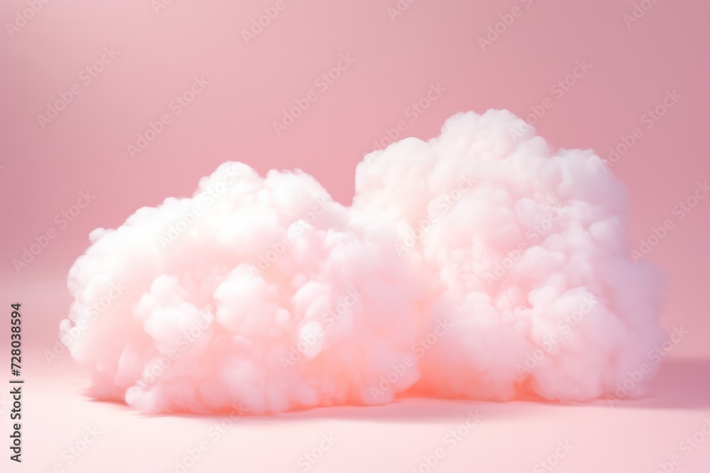 pink cloud made of cotton candy texture 3d render illustration minimal background copy space