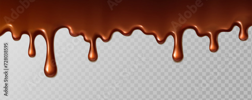 realistic vector icon illustration. melting chocolate line dripping on transparent background.