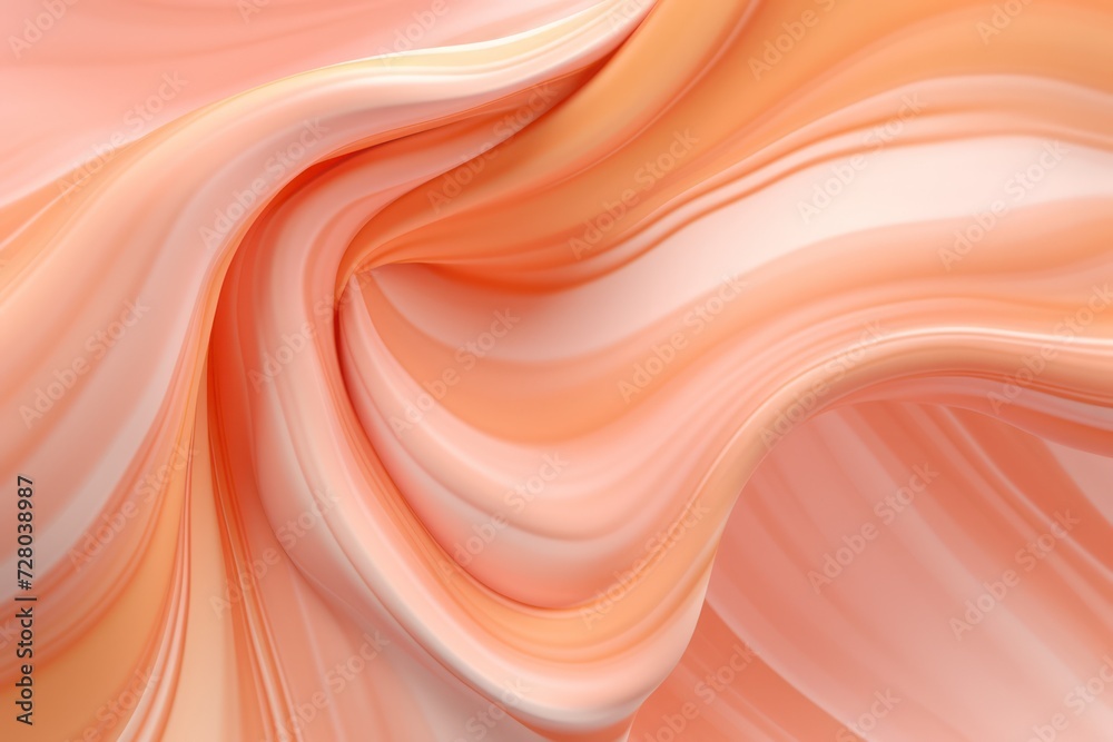 pastel peach wavy swirl 3d render. Abstract background in trendy peach fuzz color. Paint, caramel, clay, plastic or slime texture. pastel peach wavy swirl 3d render. Abstract background in trendy peach fuzz color. Paint, caramel, clay, plastic or slime texture.