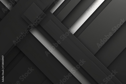 A flat 2D artwork showcasing abstract geometric elements, rendered in white against a solid black backdrop, devoid of shading