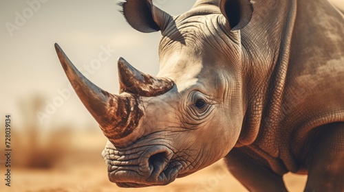 Close-up of a rhinoceros in the wild