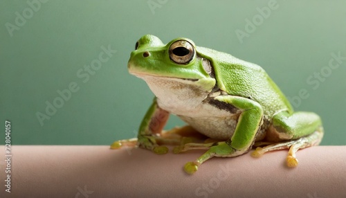 Green frog on the pastel 
