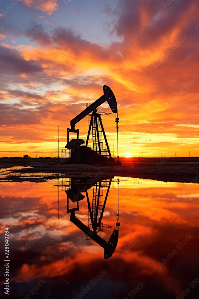 silhouette of industrial oil pump at sunset, fuel rig derrick, energy and power supply concept silhouette of industrial oil pump at sunset, fuel rig derrick, energy and power supply concept