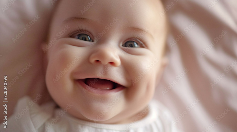 A baby's innocent and heartwarming smile, capturing the pure joy of a child A baby's innocent and heartwarming smile, capturing the pure joy of a child