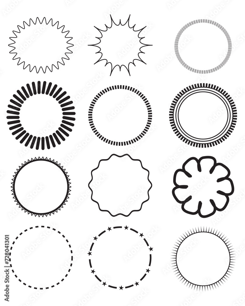 Collection of Round Decorative Ornamental Border Frames with Clear Background. Ideal for vintage label designs. Collection of Round Decorative Ornamental Border Frames with Clear Background. Ideal for vintage label designs.