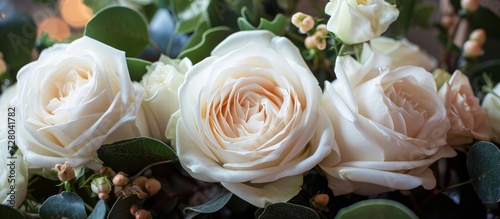 White Rose Blossom: A Stunning Display of White, Rose, and Blossom in an Exquisite Floral Arrangement.